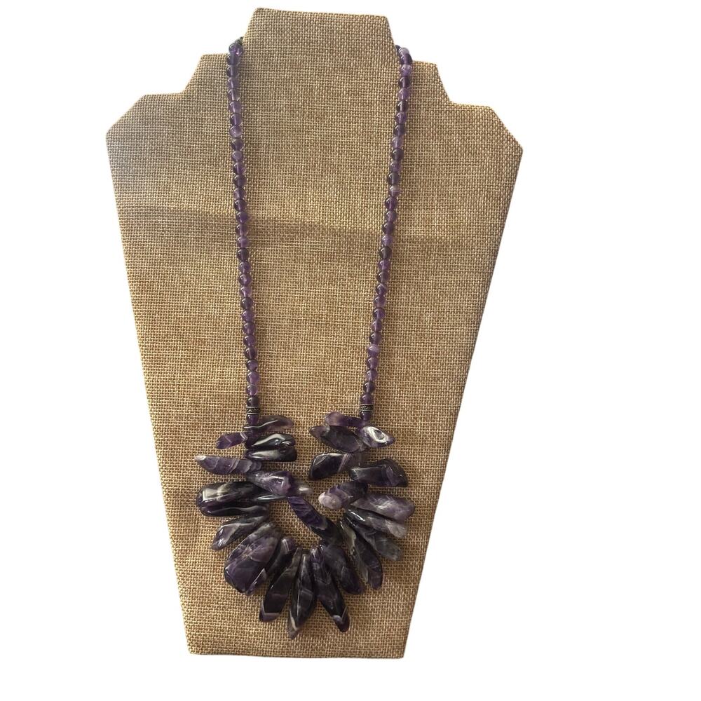 Barse Sterling Silver Amethyst Statement Necklace Western